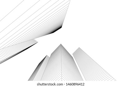 abstract buildings, architectural drawing 3d