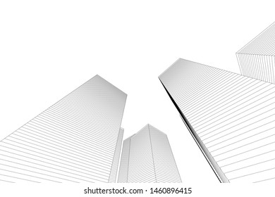 abstract buildings, architectural drawing 3d