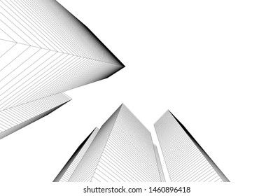 abstract buildings, architectural drawing 3d