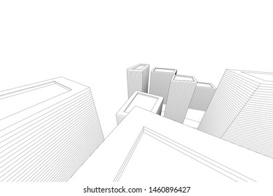 abstract buildings, architectural drawing 3d
