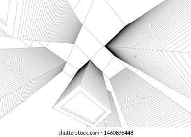 abstract buildings, architectural drawing 3d