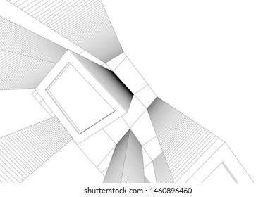 abstract buildings, architectural drawing 3d