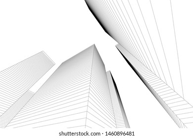 abstract buildings, architectural drawing 3d