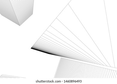 abstract buildings, architectural drawing 3d