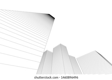 abstract buildings, architectural drawing 3d