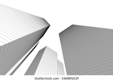 abstract buildings, architectural drawing 3d