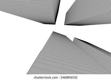abstract buildings, architectural drawing 3d