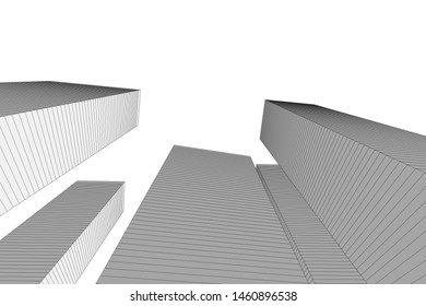 abstract buildings, architectural drawing 3d