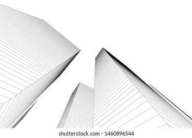 abstract buildings, architectural drawing 3d