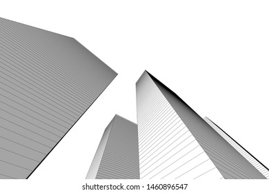 abstract buildings, architectural drawing 3d