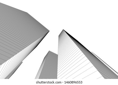 abstract buildings, architectural drawing 3d