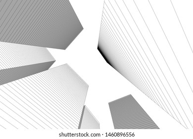 abstract buildings, architectural drawing 3d