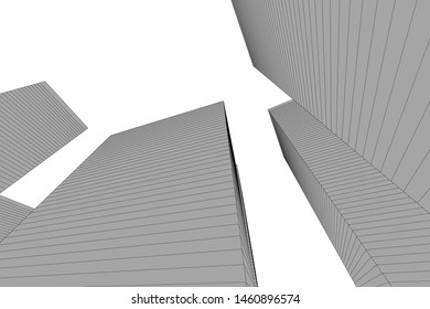 abstract buildings, architectural drawing 3d