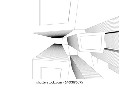 abstract buildings, architectural drawing 3d