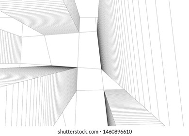 abstract buildings, architectural drawing 3d