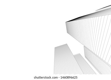 abstract buildings, architectural drawing 3d