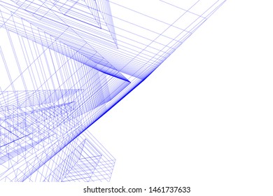 abstract buildings, architectural drawing 3d
