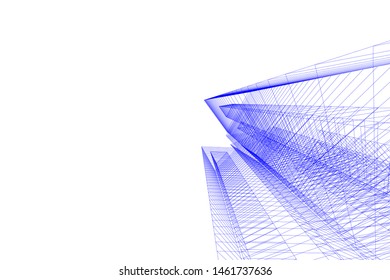 abstract buildings, architectural drawing 3d