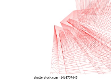 abstract buildings, architectural drawing 3d