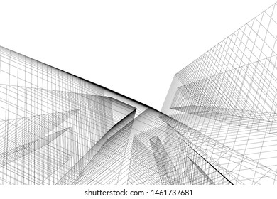 abstract buildings, architectural drawing 3d
