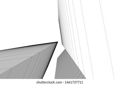 abstract buildings, architectural drawing 3d