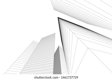 abstract buildings, architectural drawing 3d