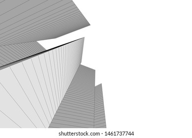abstract buildings, architectural drawing 3d