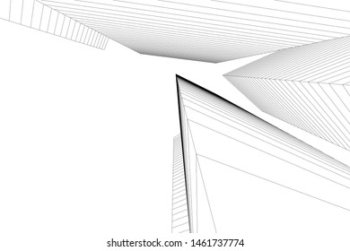 abstract buildings, architectural drawing 3d