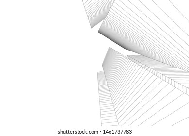 abstract buildings, architectural drawing 3d