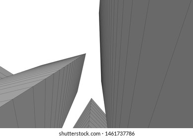 abstract buildings, architectural drawing 3d