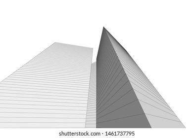 abstract buildings, architectural drawing 3d
