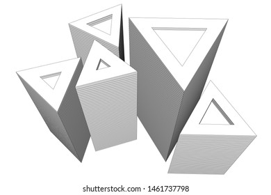 abstract buildings, architectural drawing 3d