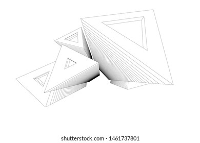 abstract buildings, architectural drawing 3d