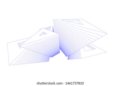 abstract buildings, architectural drawing 3d