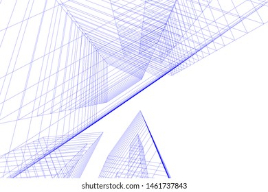 abstract buildings, architectural drawing 3d