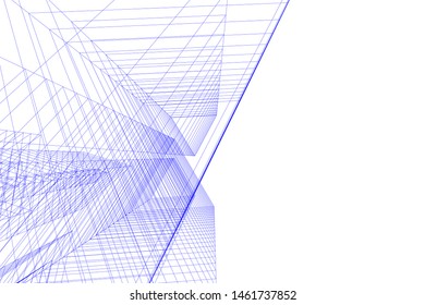 abstract buildings, architectural drawing 3d