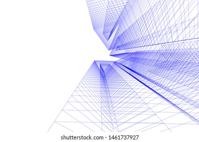abstract buildings, architectural drawing 3d