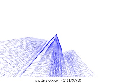 abstract buildings, architectural drawing 3d