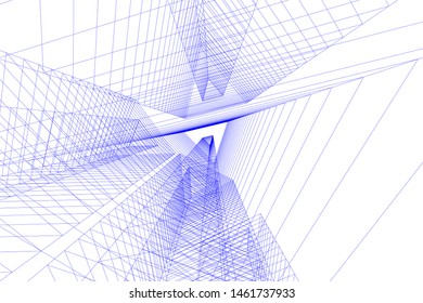 abstract buildings, architectural drawing 3d