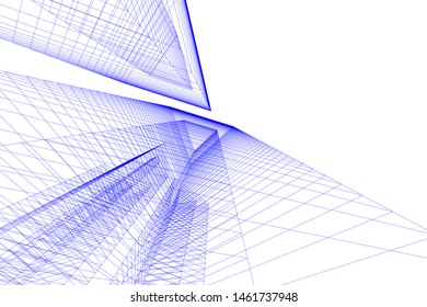 abstract buildings, architectural drawing 3d