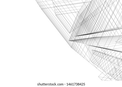 abstract buildings, architectural drawing 3d