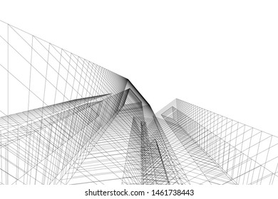 abstract buildings, architectural drawing 3d