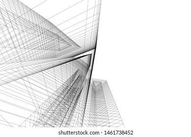 abstract buildings, architectural drawing 3d