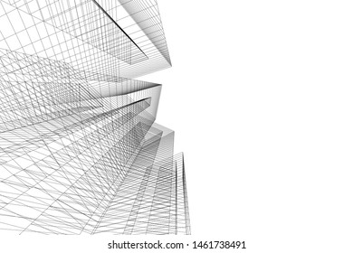 abstract buildings, architectural drawing 3d