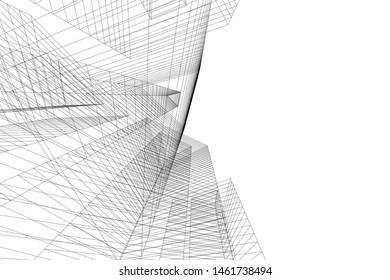 abstract buildings, architectural drawing 3d