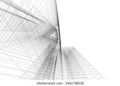 abstract buildings, architectural drawing 3d