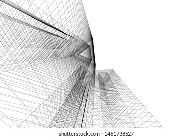 abstract buildings, architectural drawing 3d