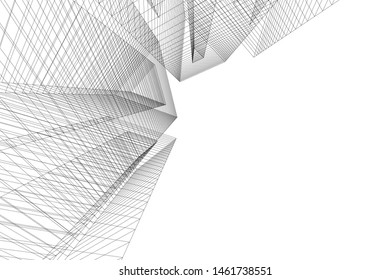 abstract buildings, architectural drawing 3d
