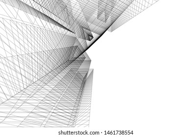 abstract buildings, architectural drawing 3d