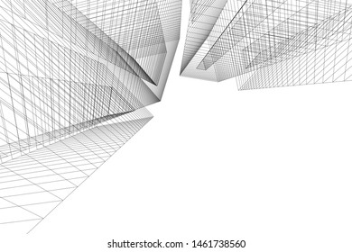 abstract buildings, architectural drawing 3d